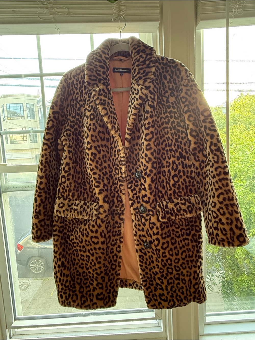 Leopard Print Faux Fur Coat - Brown